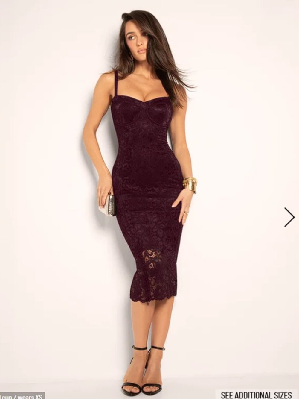 TA3 Seamed Lushy Midi Dress - Lace Garnet XXS